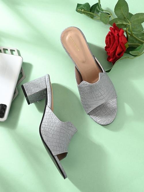 grey synthetic slip on sandals - 20059814 -  Standard Image - 0