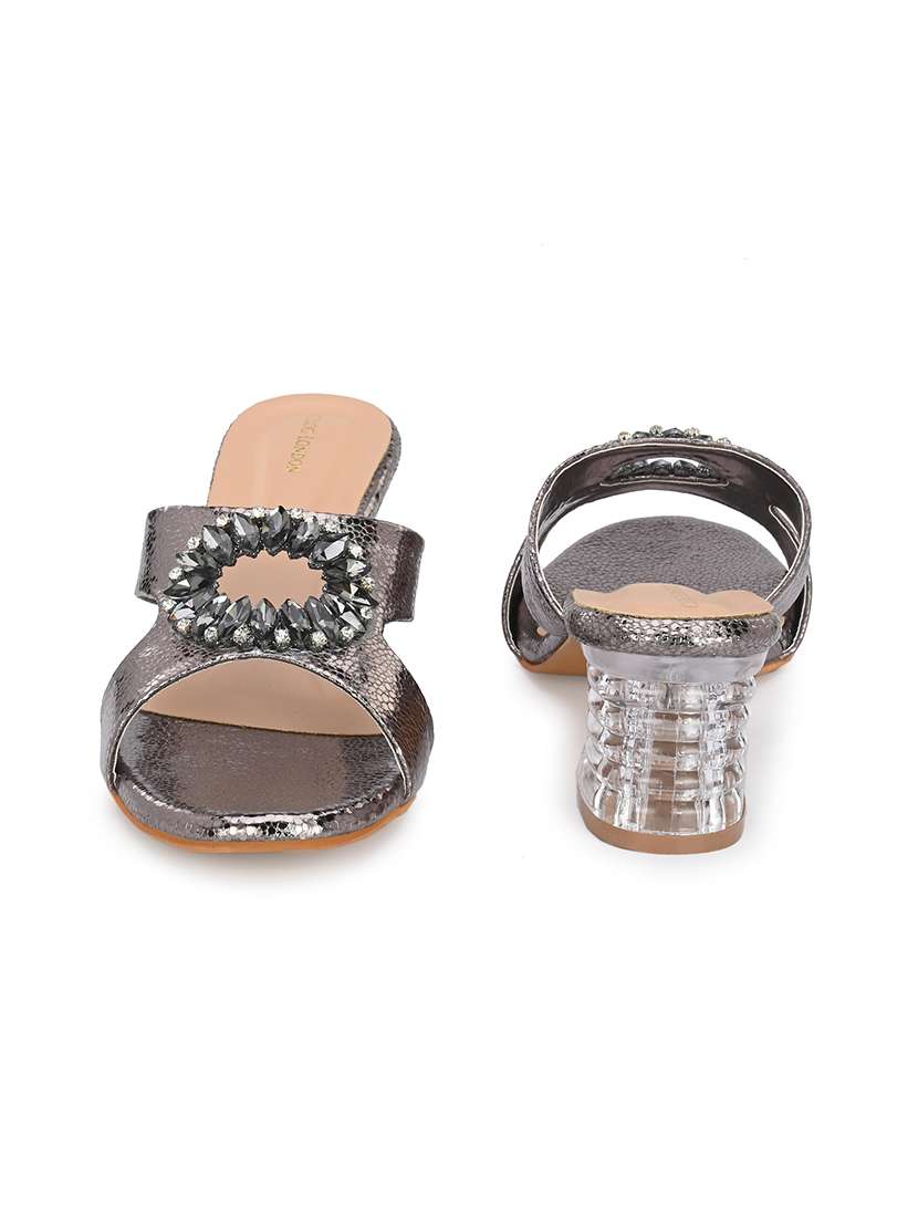 grey synthetic slip on sandals - 20059824 -  Standard Image - 5