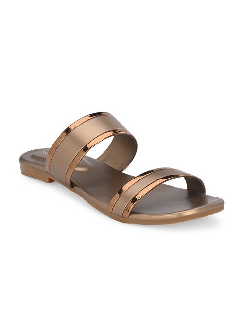 copper synthetic slip on sandals - 20059834 -  Standard Image - 0