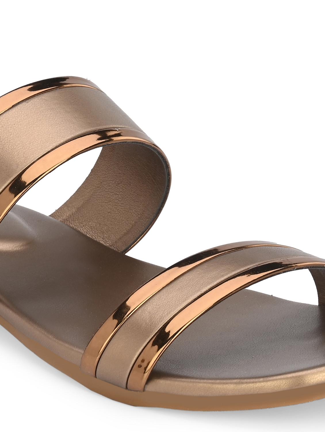 copper synthetic slip on sandals - 20059834 - Standard Image - 3