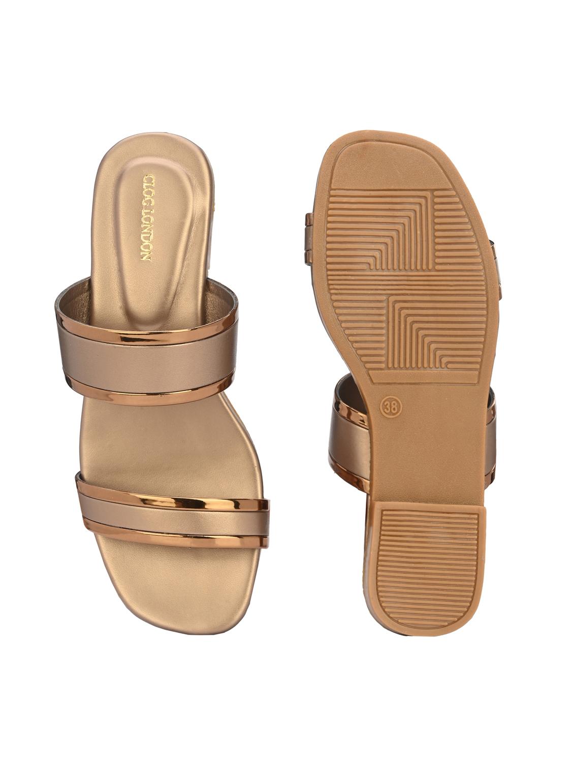 copper synthetic slip on sandals - 20059834 - Standard Image - 5