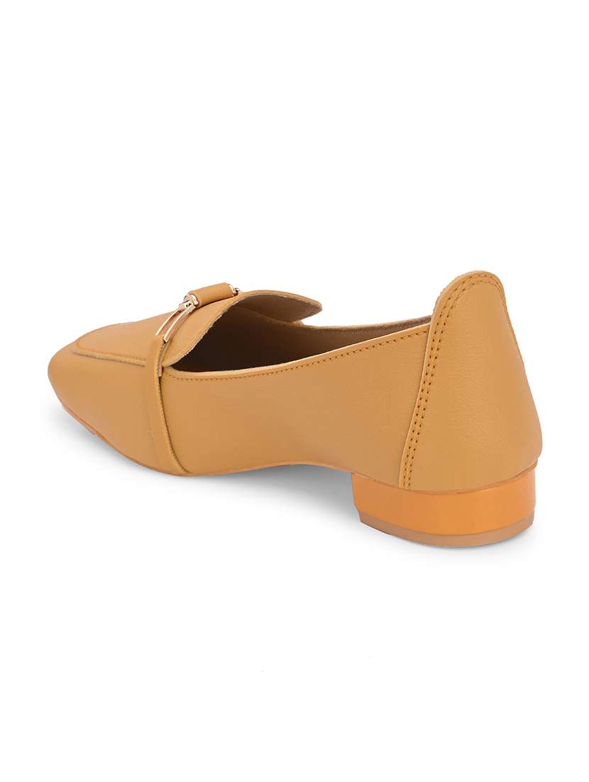 Yellow Synthetic Slip On Loafers