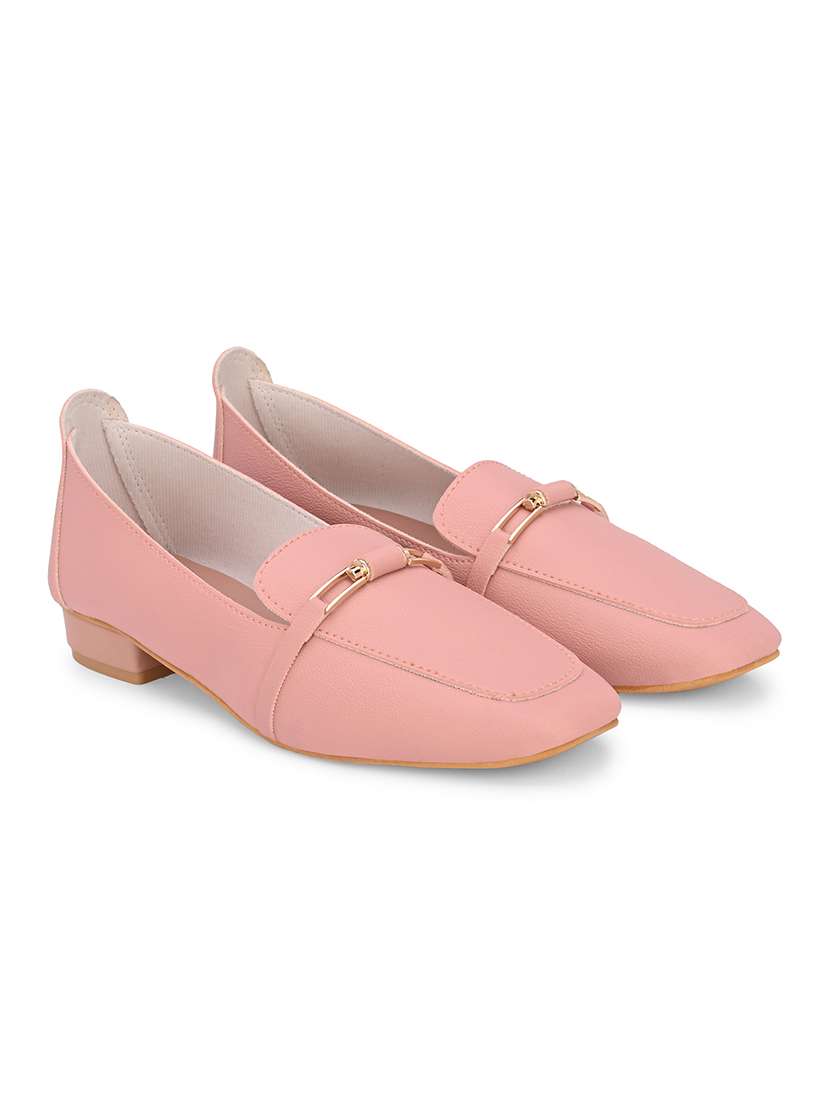 Pink Synthetic Slip On Loafers