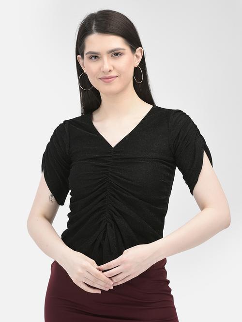 v neck solid regular top - 20060009 - Standard Image - 0