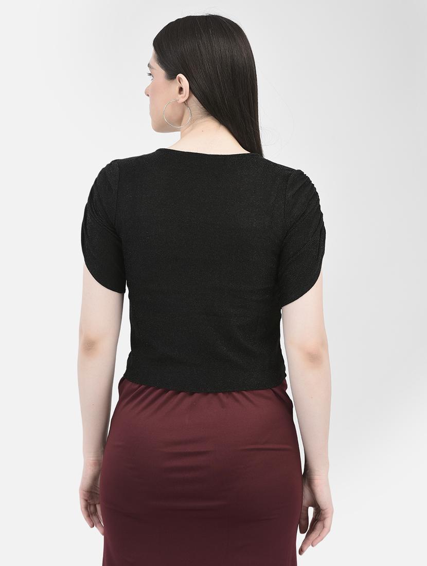 v neck solid regular top - 20060009 - Standard Image - 3