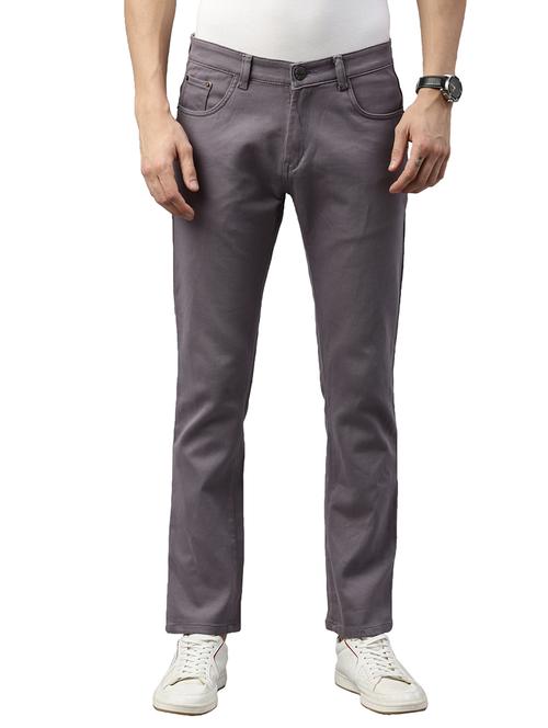 grey cotton plain jeans - 20060344 - Standard Image - 0