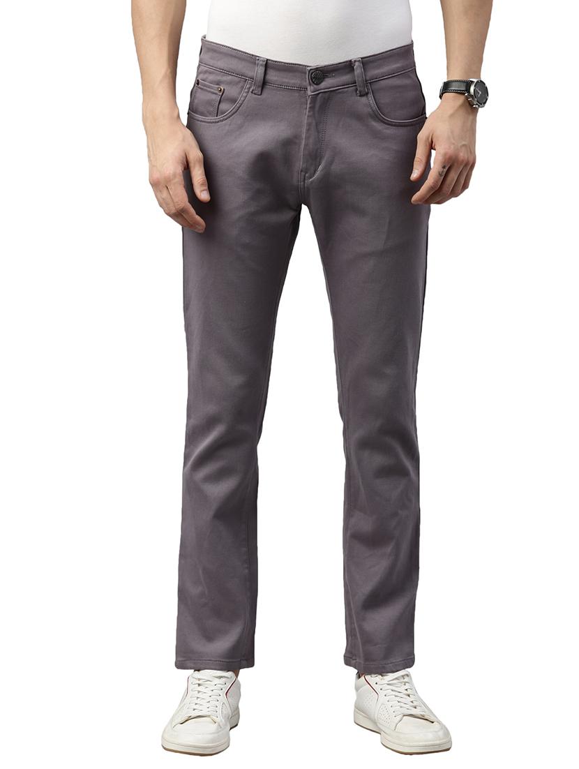 grey cotton plain jeans - 20060344 - Zoom Image - 0