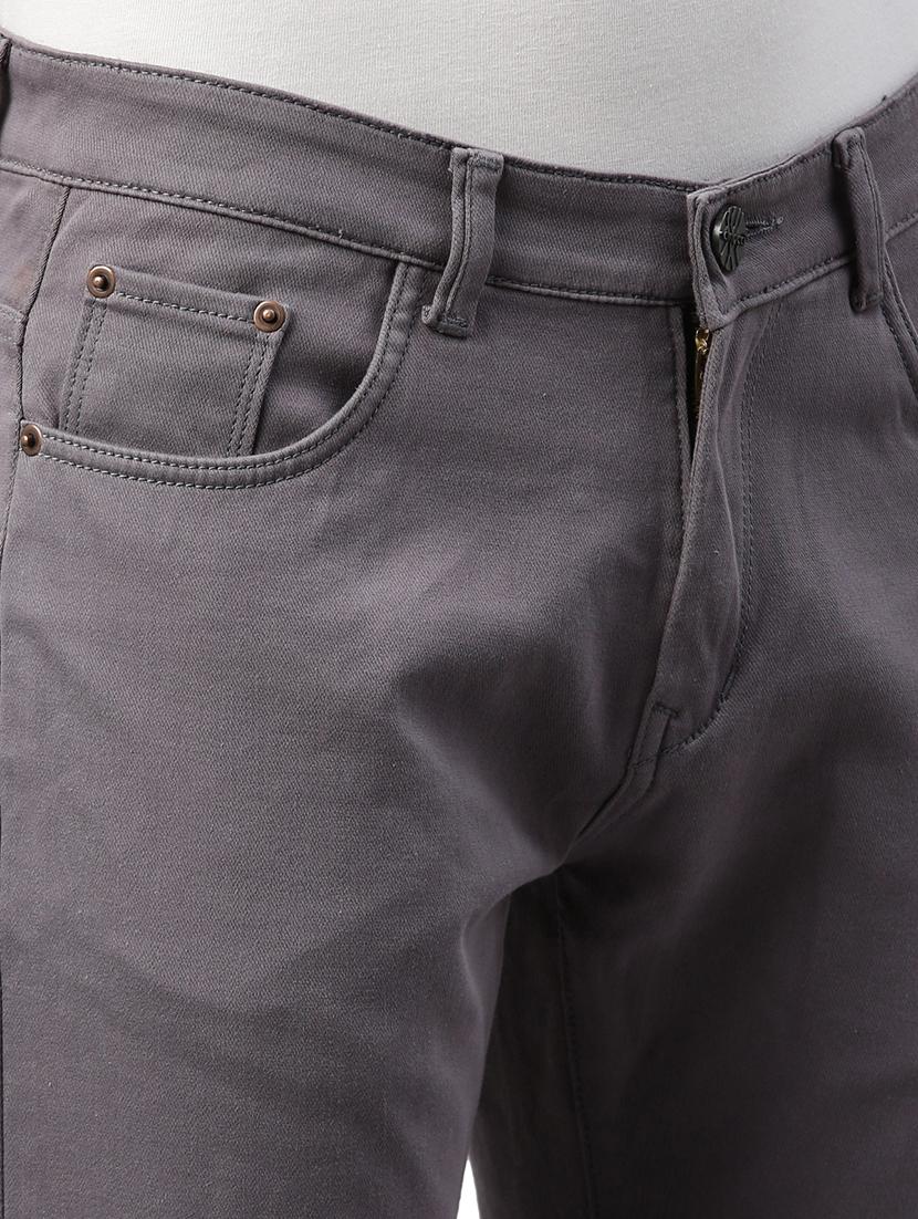 grey cotton plain jeans - 20060344 - Standard Image - 5