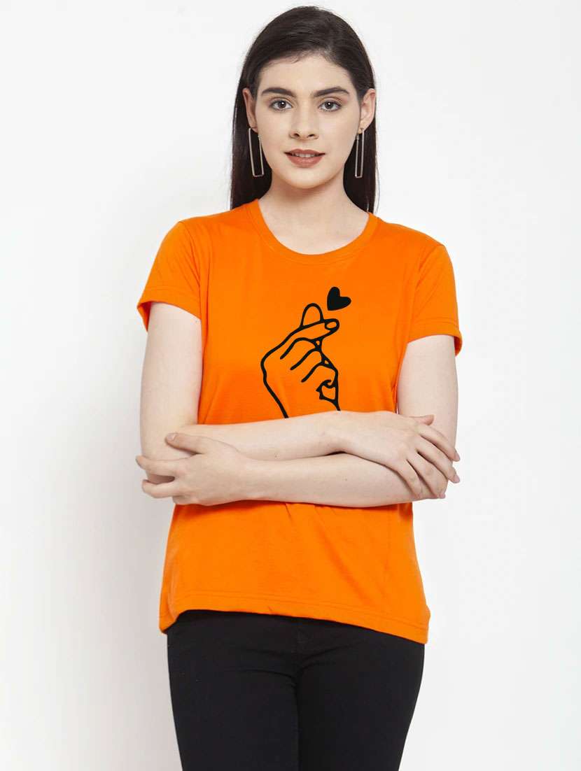 women's chest print round neck t-shirt - 20060507 -  Zoom Image - 0