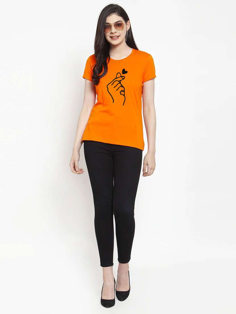 women's chest print round neck t-shirt - 20060507 - Standard Image - 3