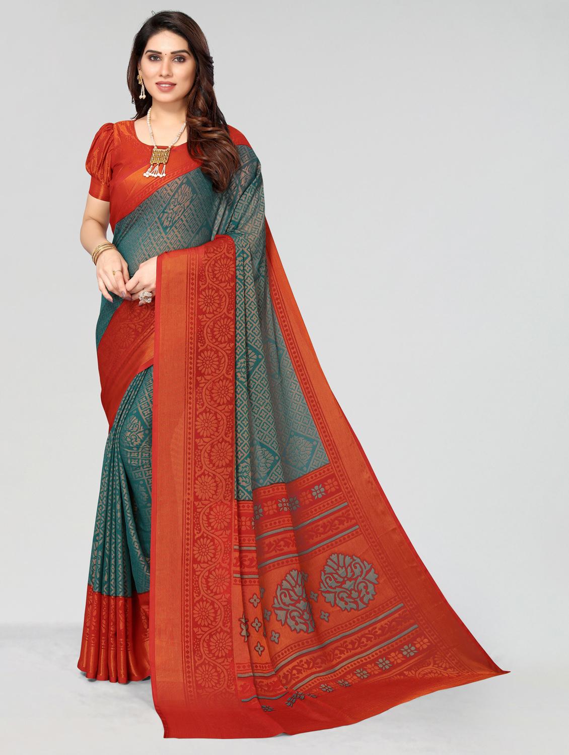 red woven saree with blouse - 20060974 -  Zoom Image - 0