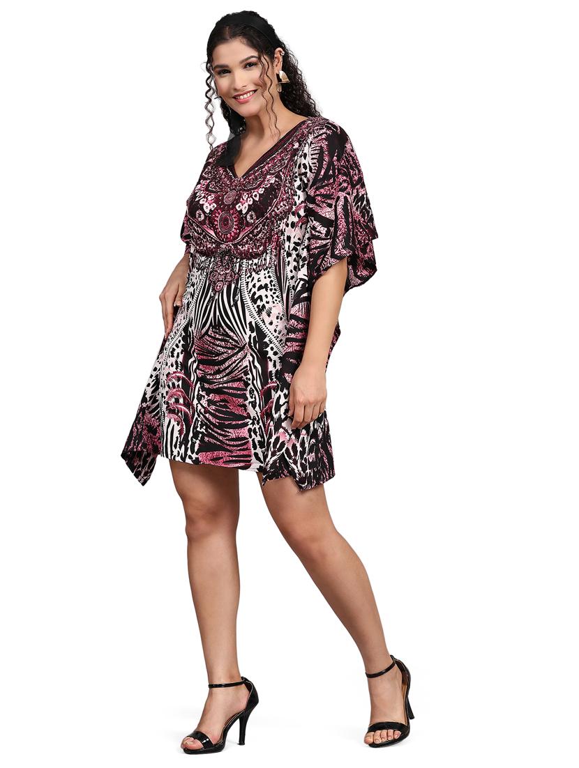pink relaxed fit animal print kaftan dress - 20061703 - Standard Image - 3