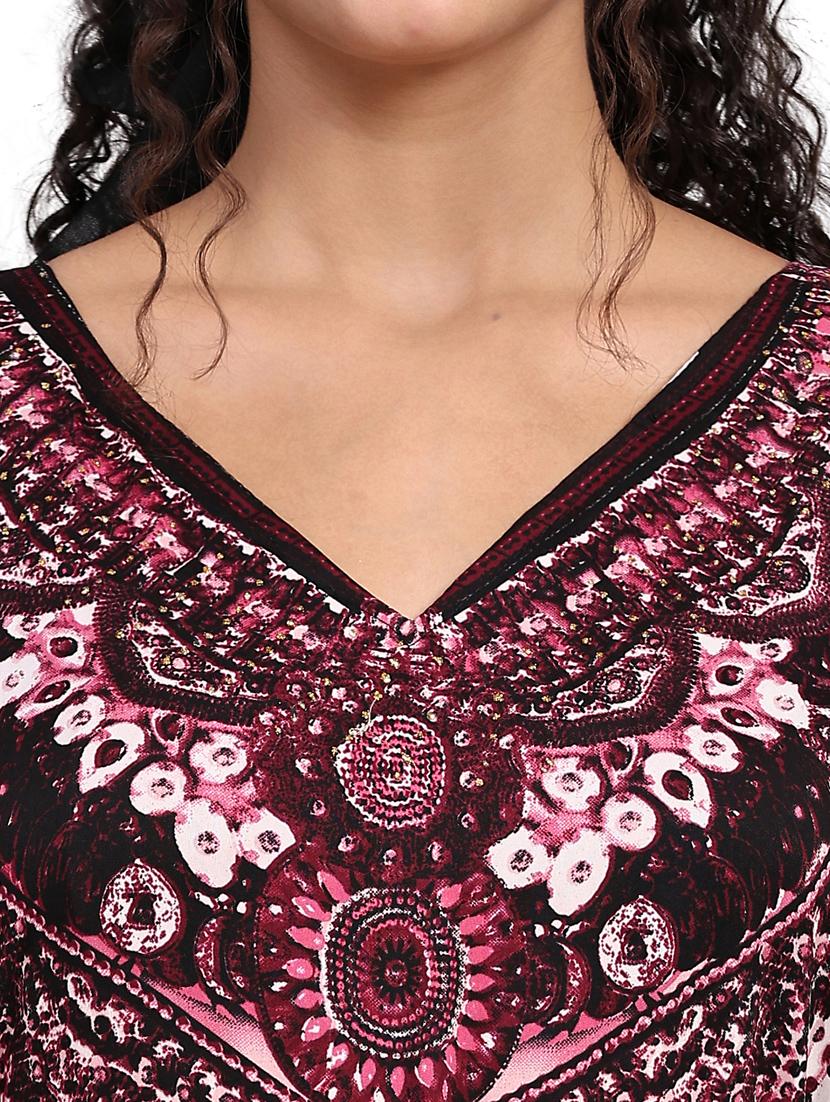 pink relaxed fit animal print kaftan dress - 20061703 - Standard Image - 5