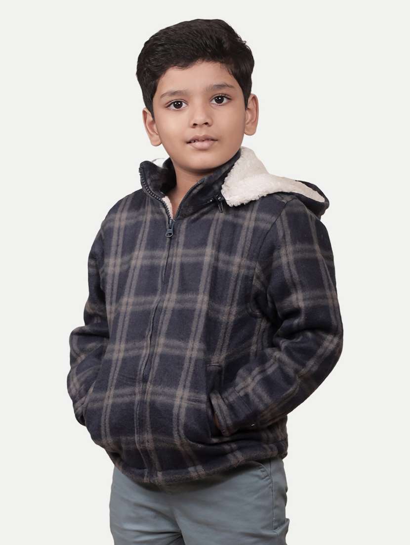 blue checkered regular jackets