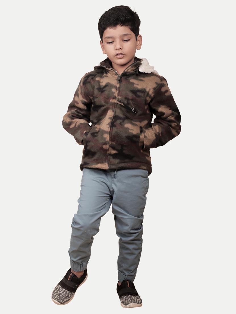 boys brown camouflage long sleeve hooded jacket - 20066839 - Standard Image - 3