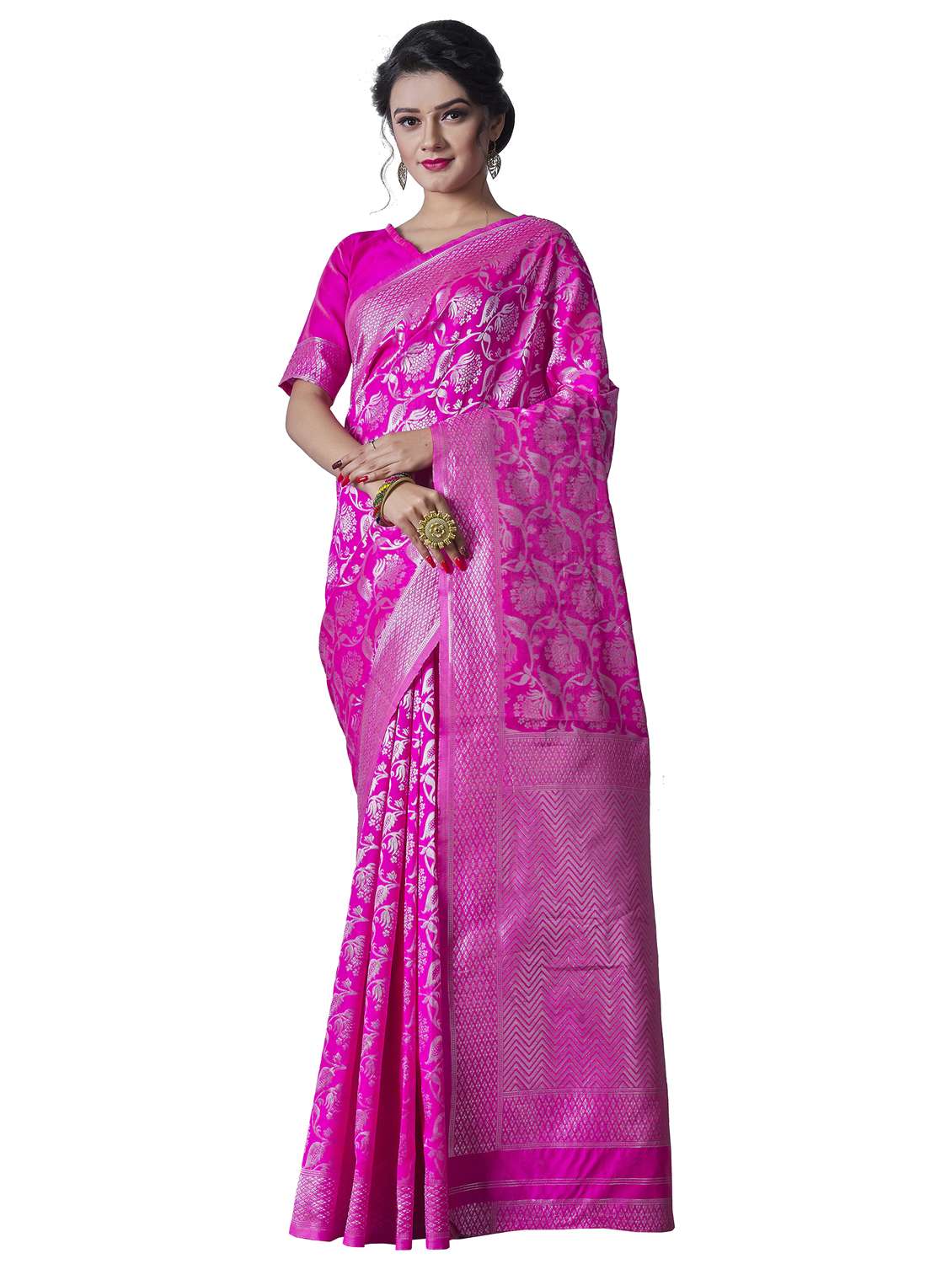 pink silk banarasi saree - 20067676 -  Zoom Image - 0