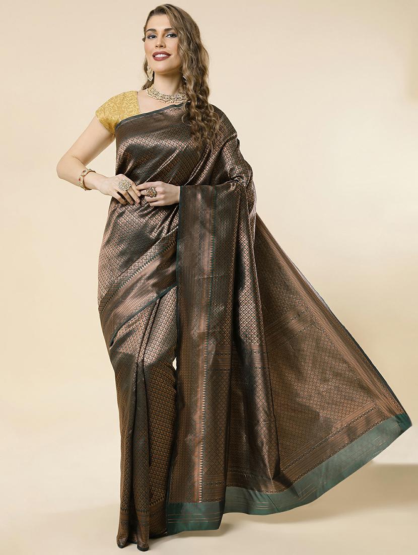 green banarasi saree with blouse - 20067735 - Zoom Image - 0