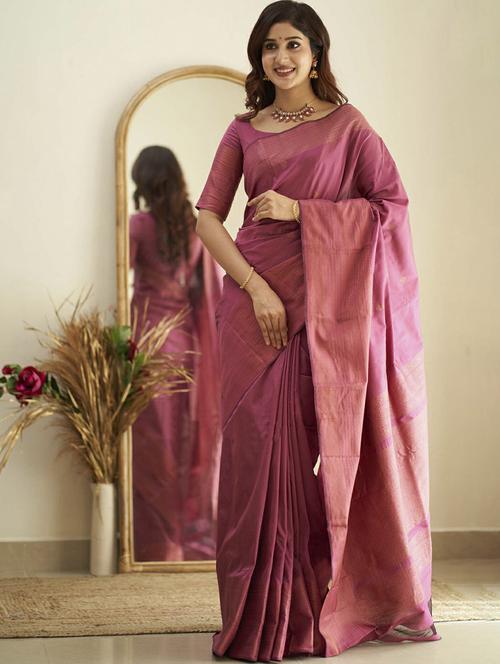 pink banarasi saree with blouse - 20067752 -  Standard Image - 0