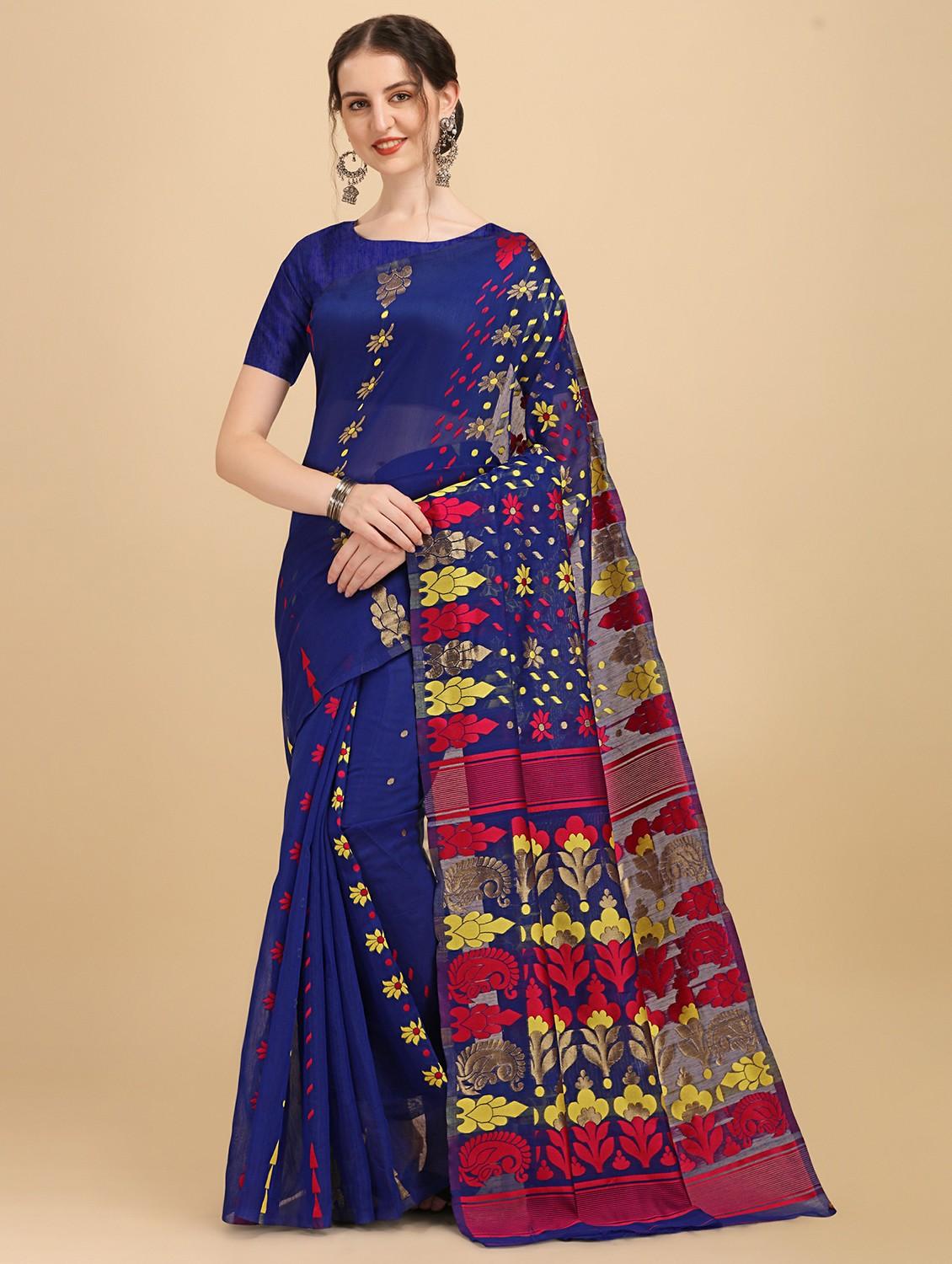 blue jamdani saree with blouse - 20067767 - Zoom Image - 0