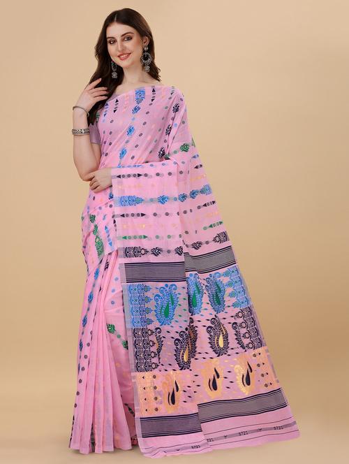 pink jamdani saree with blouse - 20067786 -  Standard Image - 0