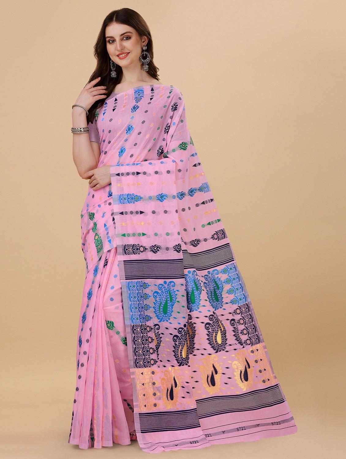 pink jamdani saree with blouse - 20067786 -  Zoom Image - 0