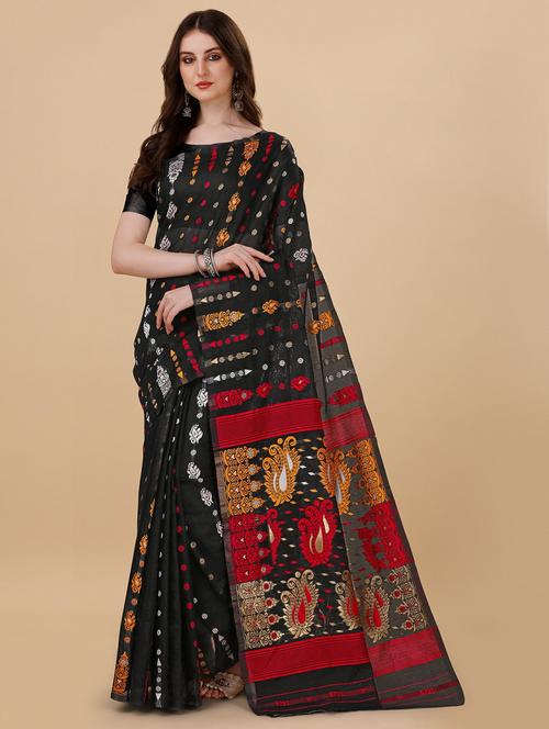 black jamadani saree with blouse - 20067788 -  Standard Image - 0