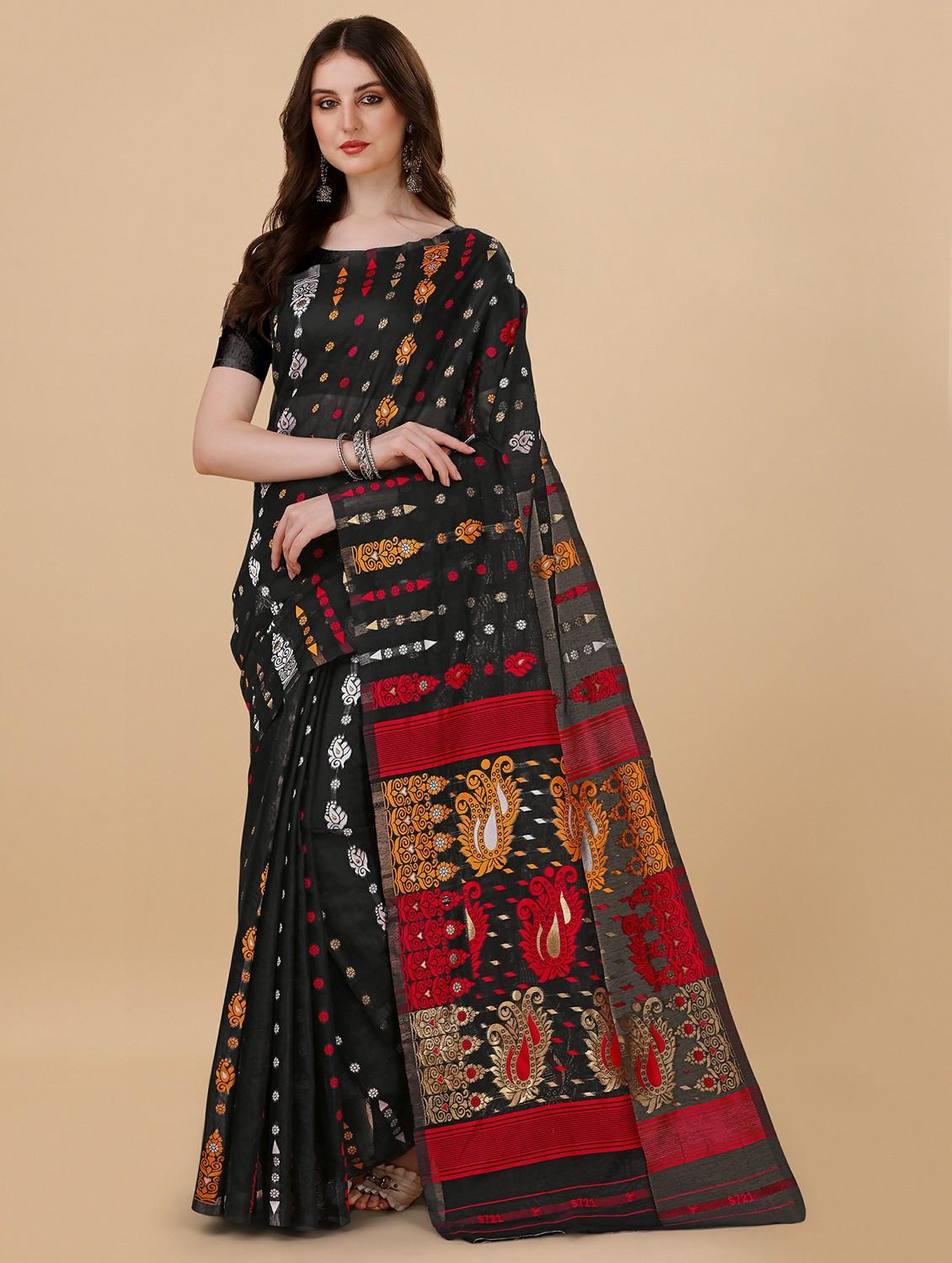 black jamadani saree with blouse - 20067788 -  Zoom Image - 0