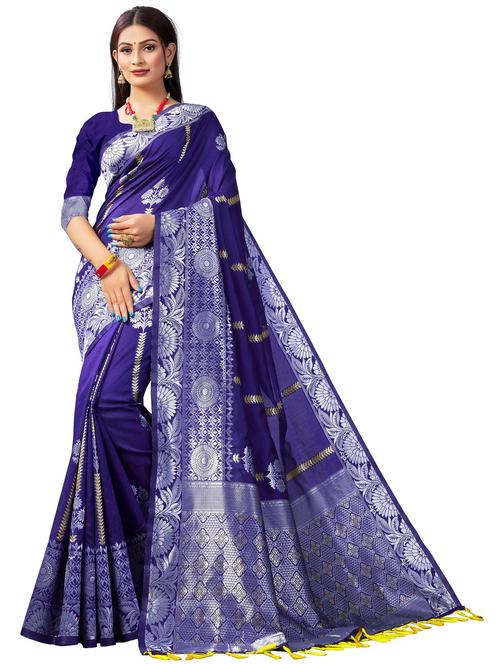 blue banarasi saree with blouse - 20067803 -  Standard Image - 0