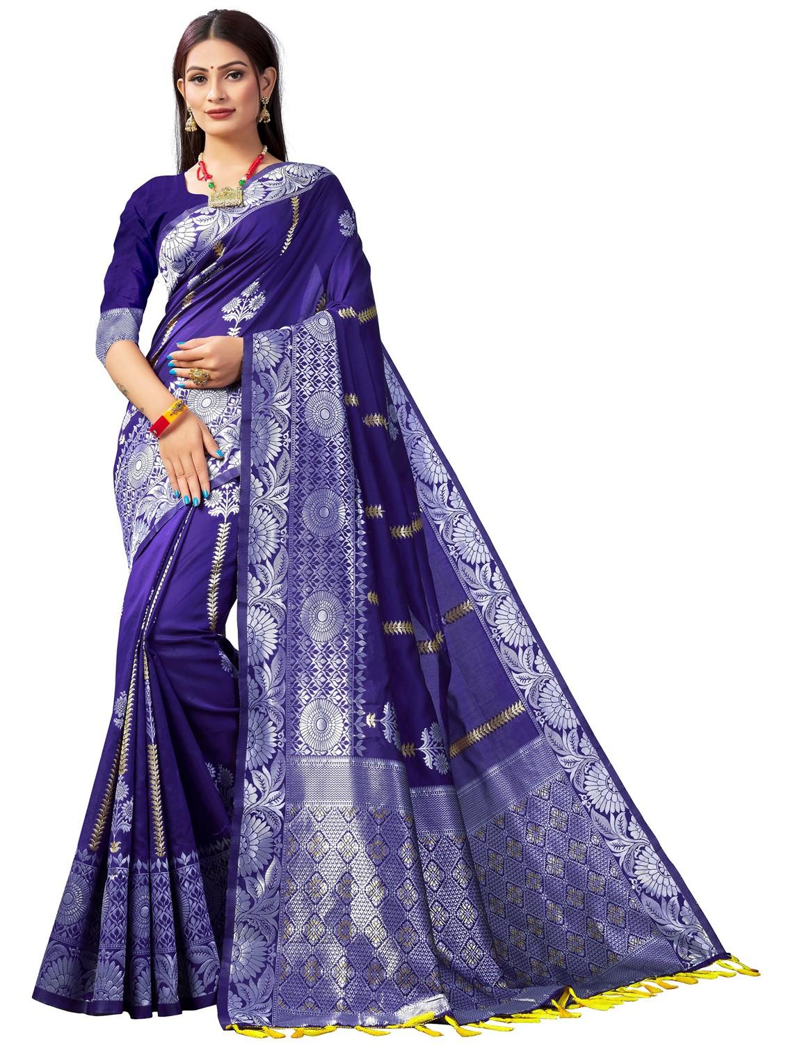 blue banarasi saree with blouse - 20067803 -  Zoom Image - 0
