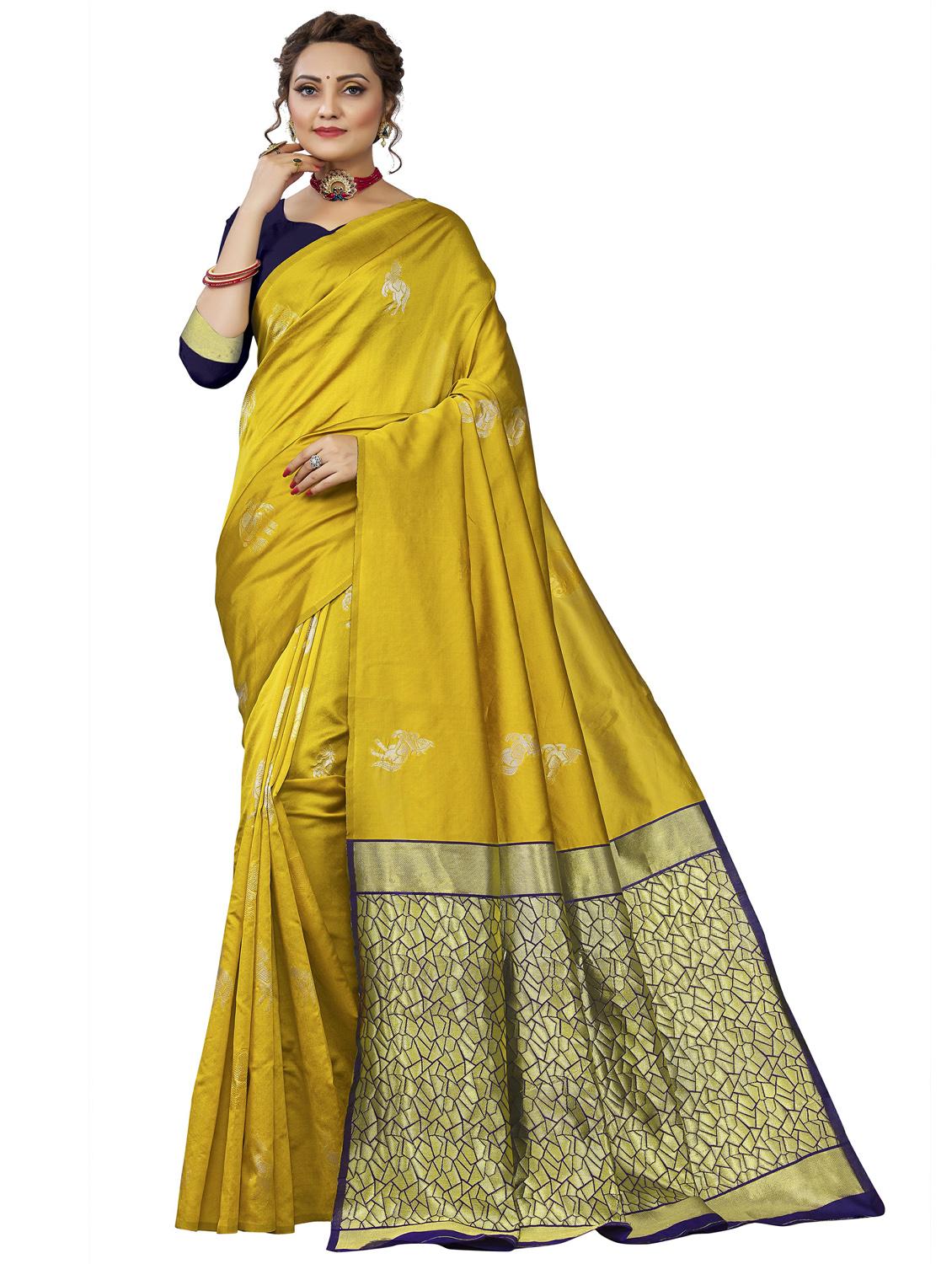 olive banarasi saree with blouse - 20067821 - Zoom Image - 0
