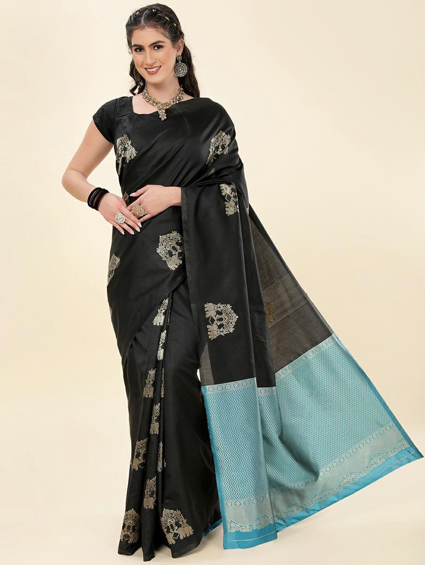black banarasi saree with blouse - 20067834 -  Zoom Image - 0