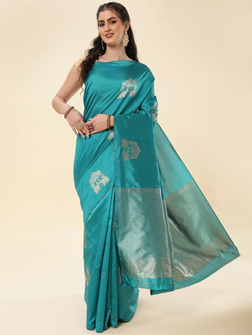 blue banarasi saree with blouse - 20067837 -  Standard Image - 0