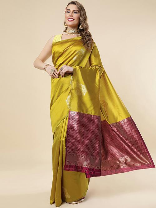 olive banarasi saree with blouse - 20067840 - Standard Image - 0
