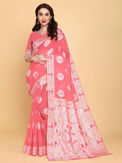 pink banarasi saree with blouse - 20067922 -  Standard Image - 0