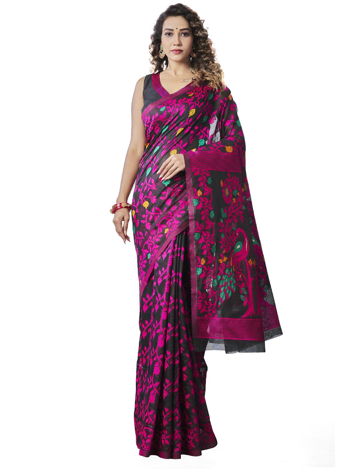 black silk banarasi saree - 20067974 -  Zoom Image - 0