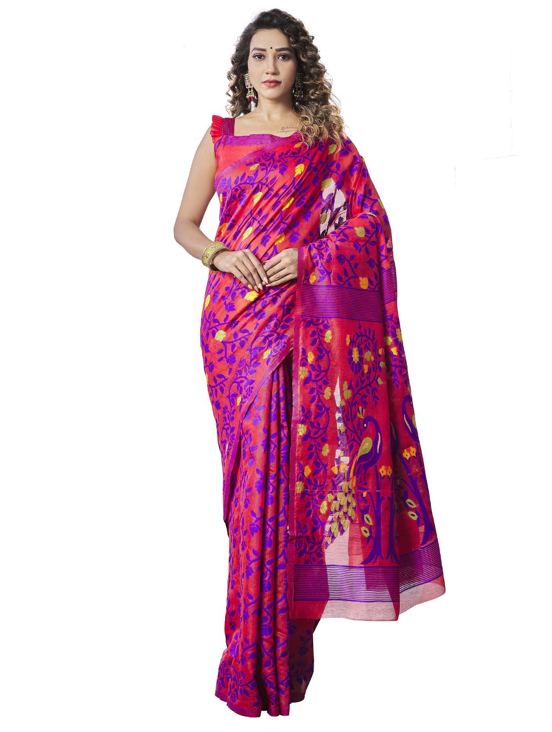 red silk banarasi saree - 20067982 - Zoom Image - 0