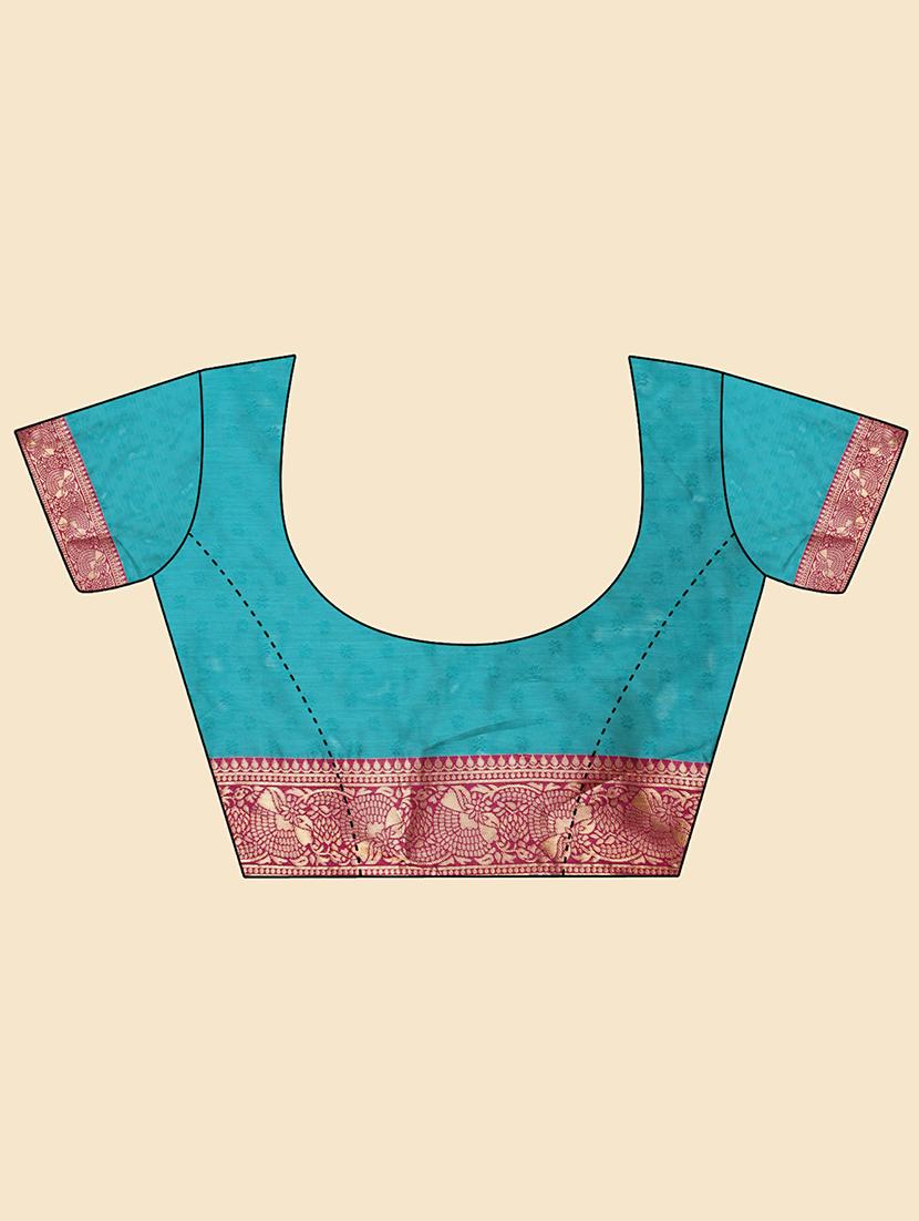 blue silk banarasi saree with blouse - 20068002 - Standard Image - 3