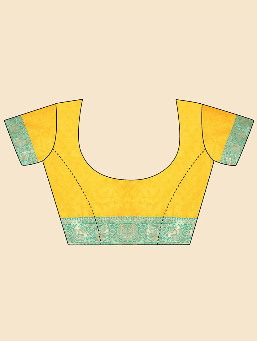 yellow banarasi saree with blouse - 20068007 - Standard Image - 3