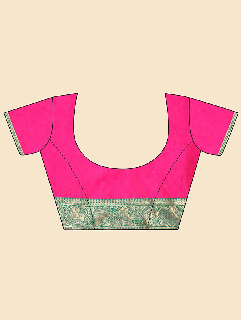 pink silk banarasi saree with blouse - 20068015 - Standard Image - 3