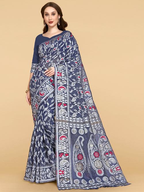 blue silk banarasi saree with blouse - 20068053 -  Standard Image - 0