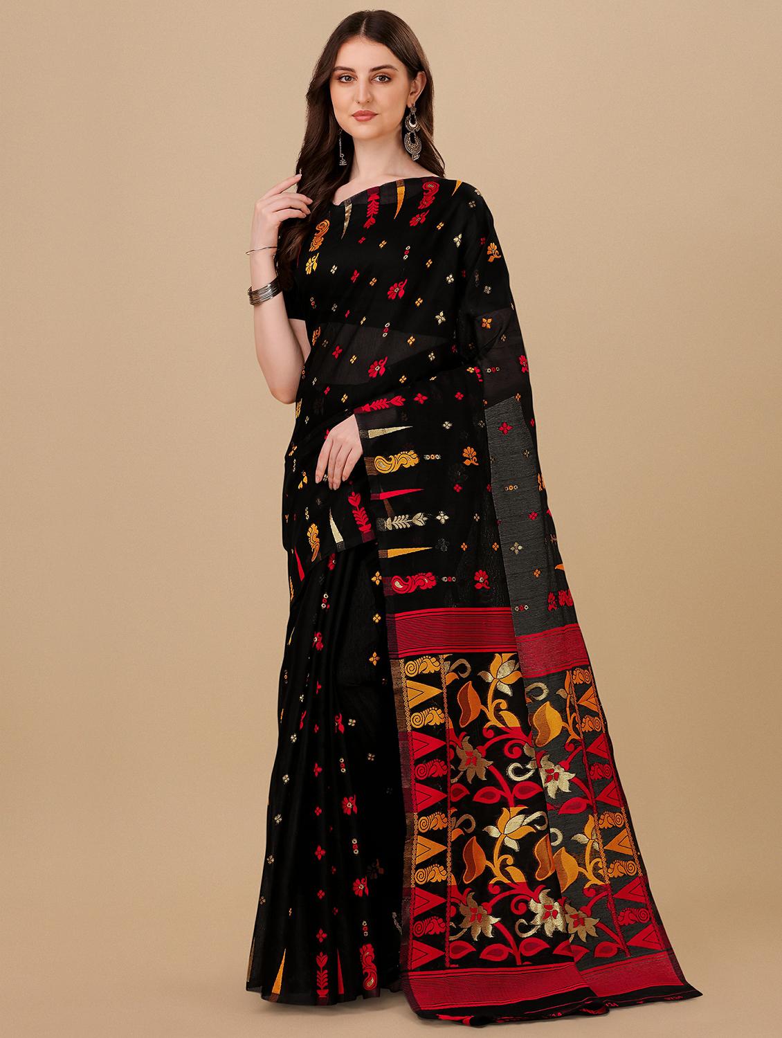 black jamdani saree  with blouse - 20068089 -  Zoom Image - 0