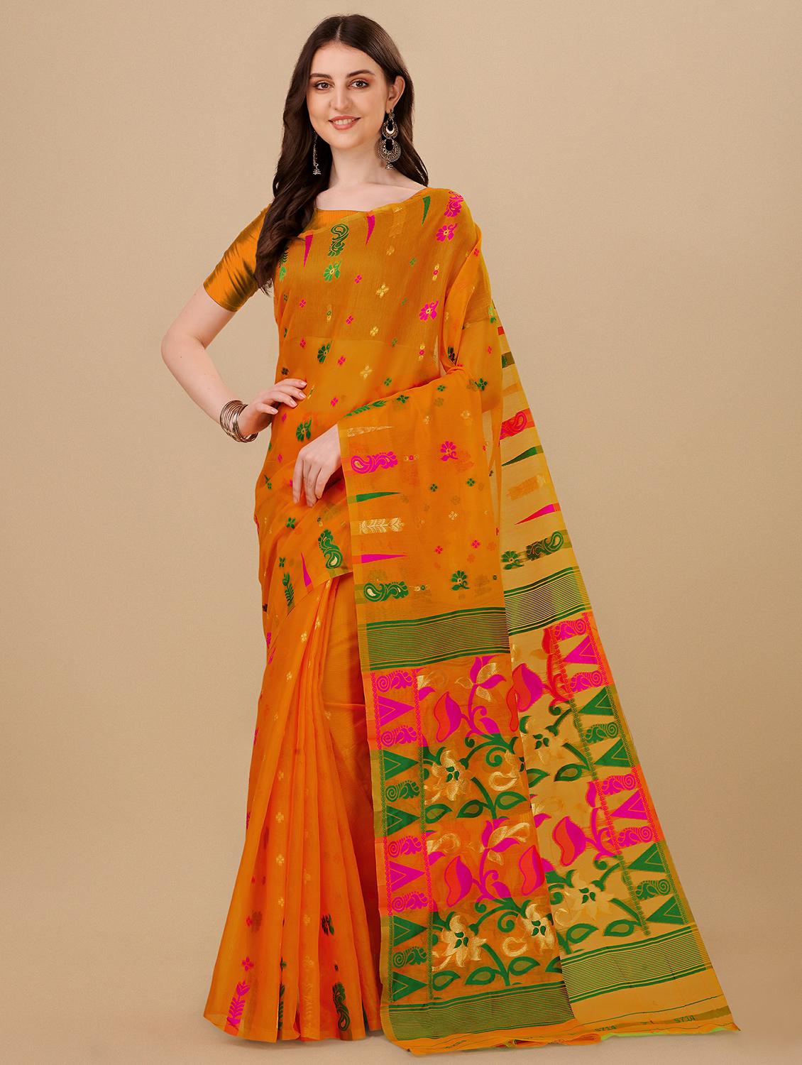 orange jamdani saree - 20068098 -  Zoom Image - 0