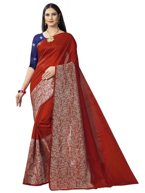 red banarasi saree with blouse - 20068186 - Standard Image - 0