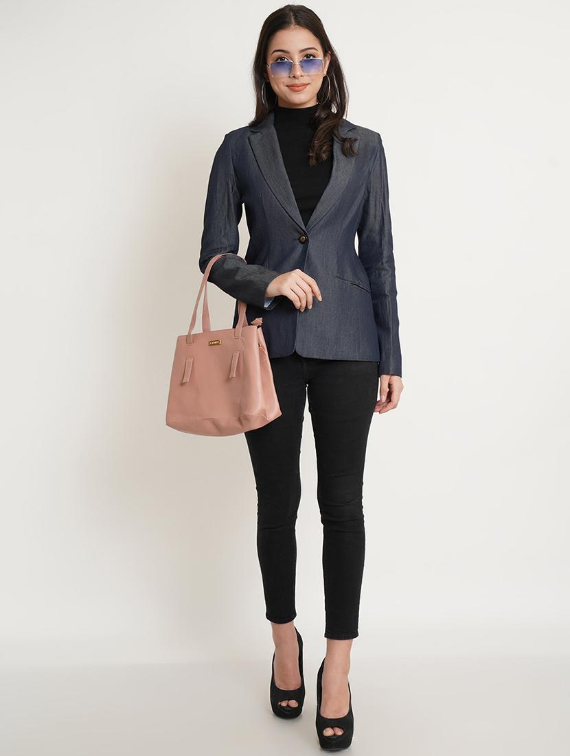grey solid casual blazer - 20068335 - Standard Image - 3