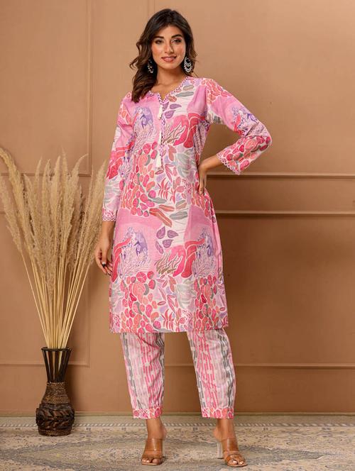 printed kurta pant set  - 20068443 -  Standard Image - 0