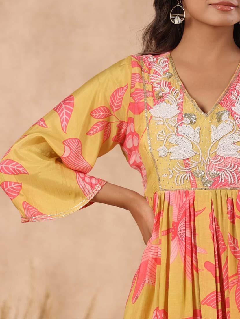 printed flared kurta palazzo set - 20068455 - Standard Image - 3