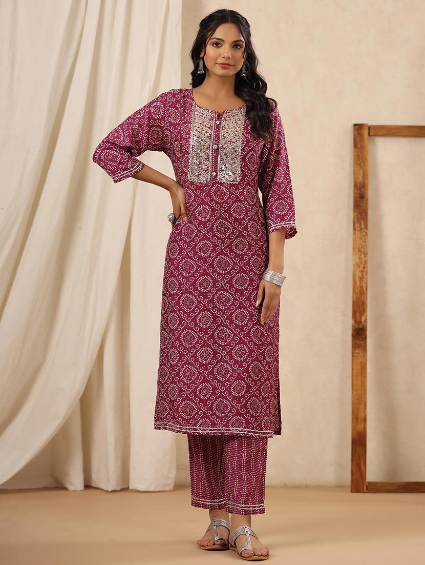 printed kurta pant set  - 20068460 -  Zoom Image - 0