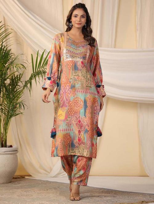 printed kurta pant set - 20068471 -  Standard Image - 0