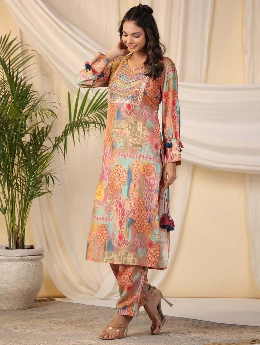 printed kurta pant set - 20068471 - Standard Image - 3
