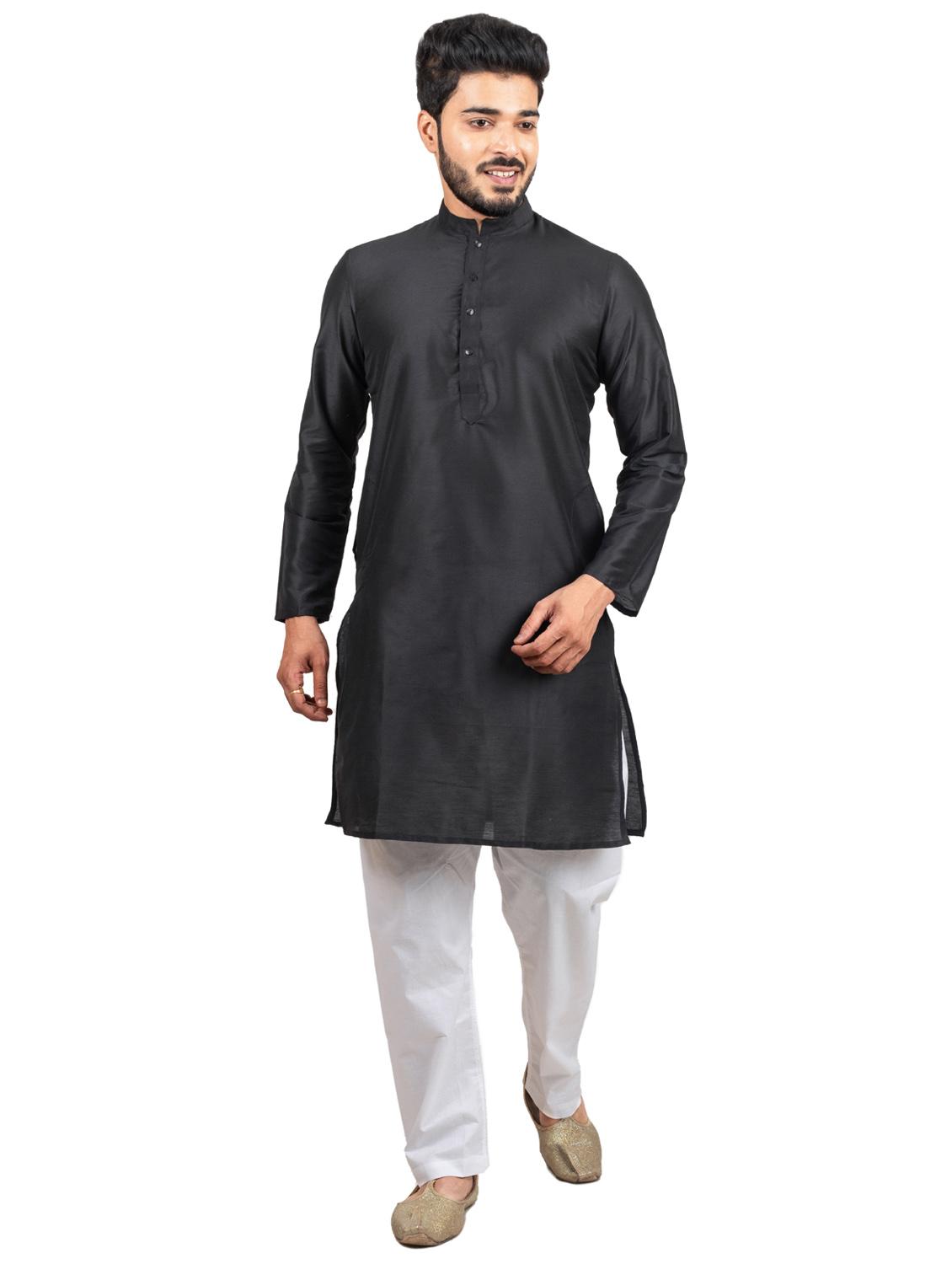 mandarin neck solid kurta pyjama set - 20068683 - Zoom Image - 0